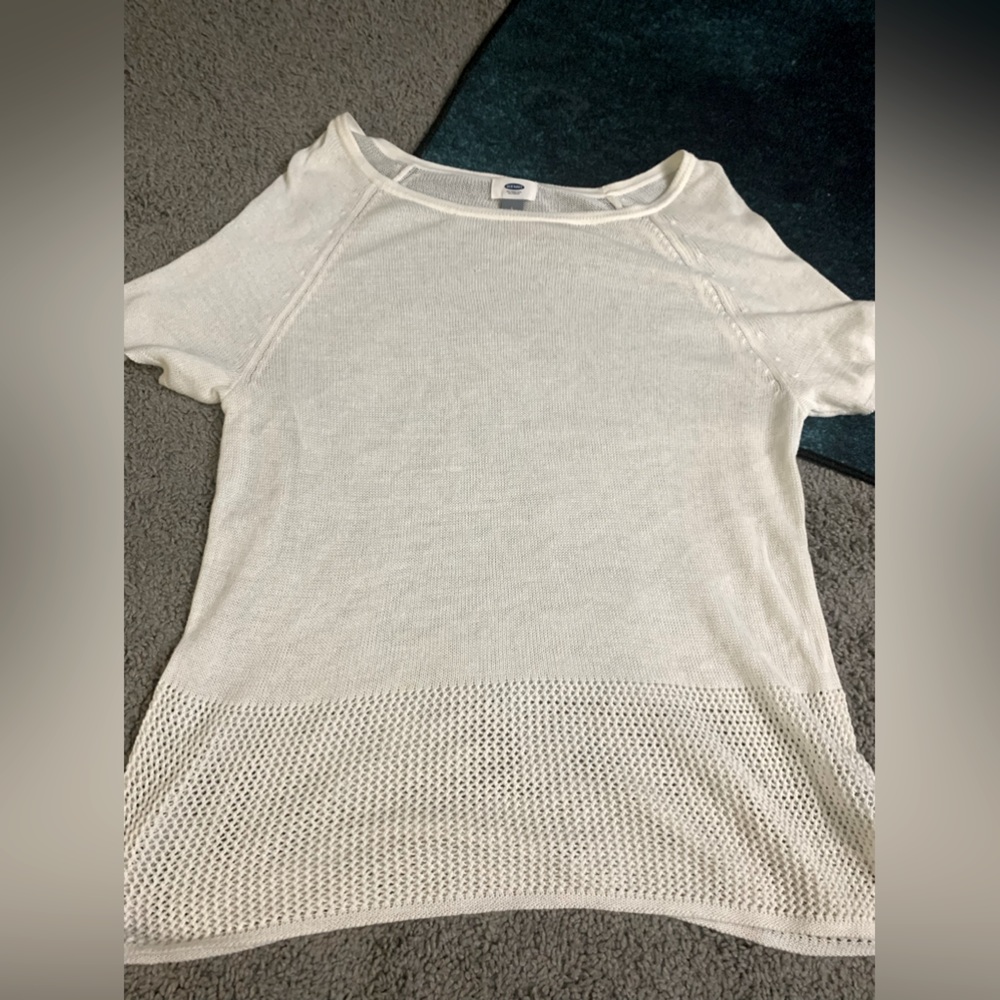 Old Navy- Size Large-Ivory knitted sweater blouse